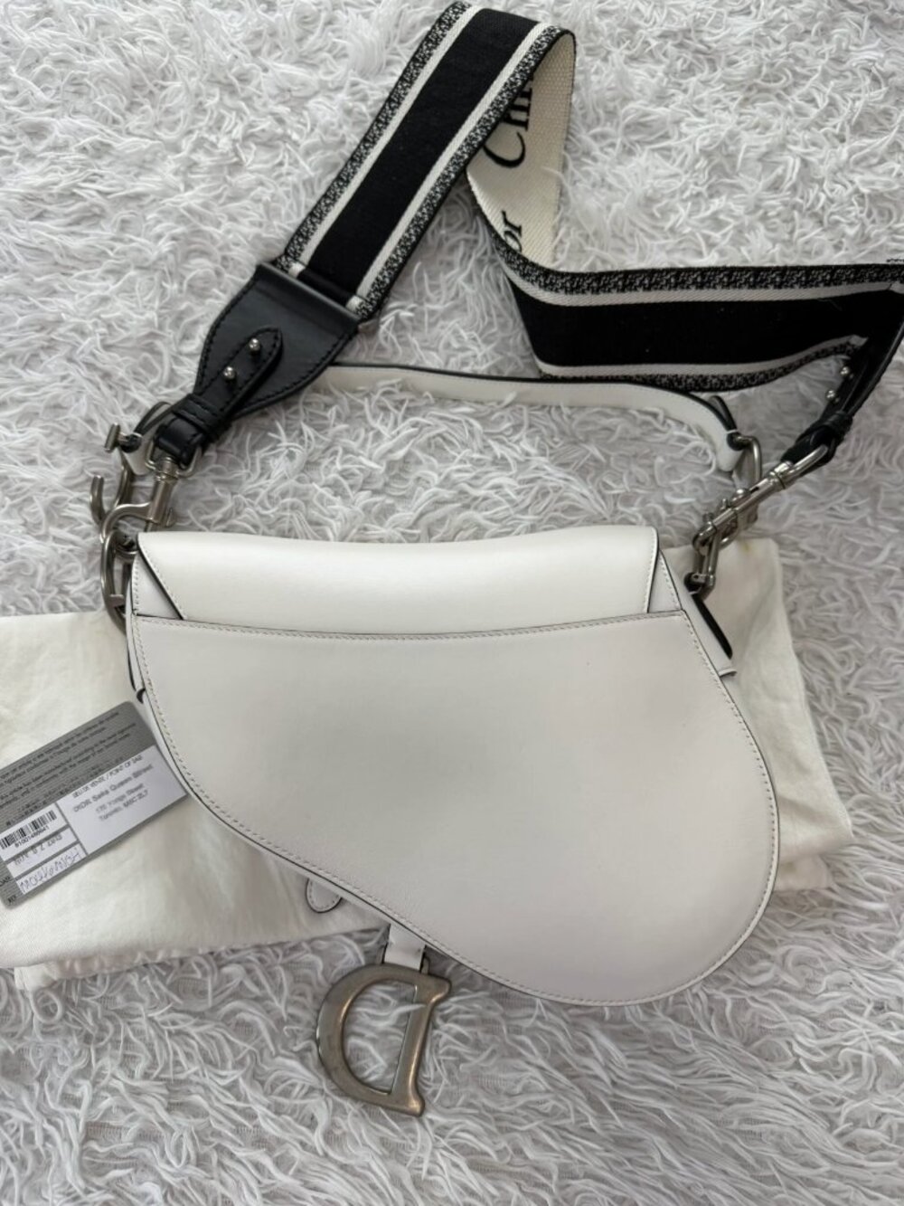 Christian Dior White Calfskin Saddle Bag - Picture 3 of 12